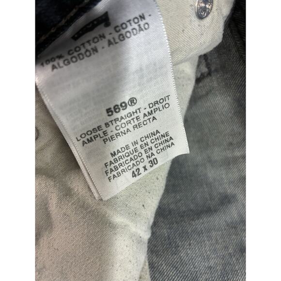 Levi’s 569 Loose Straight Jeans Mens 42x30 Blue Denim Baggy Fit Casual - Picture 3 of 13